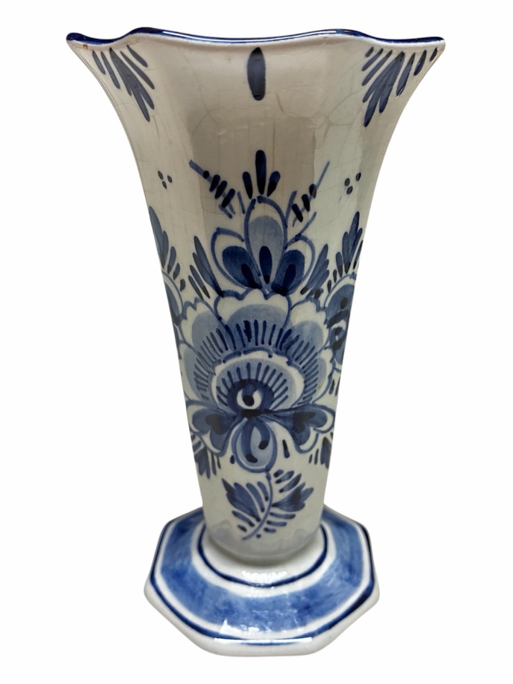 Blue and White Hand-Painted Ceramic Vase